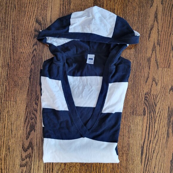 GAP Striped Hoodie Navy Blue White Women's Size M Lightweight - Picture 3 of 12